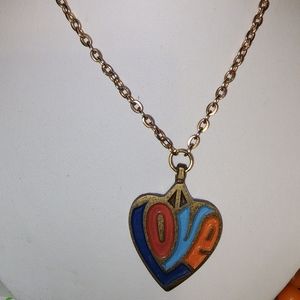 Vintage Terra Sancta Guild Heart LOVE Pendant 1970